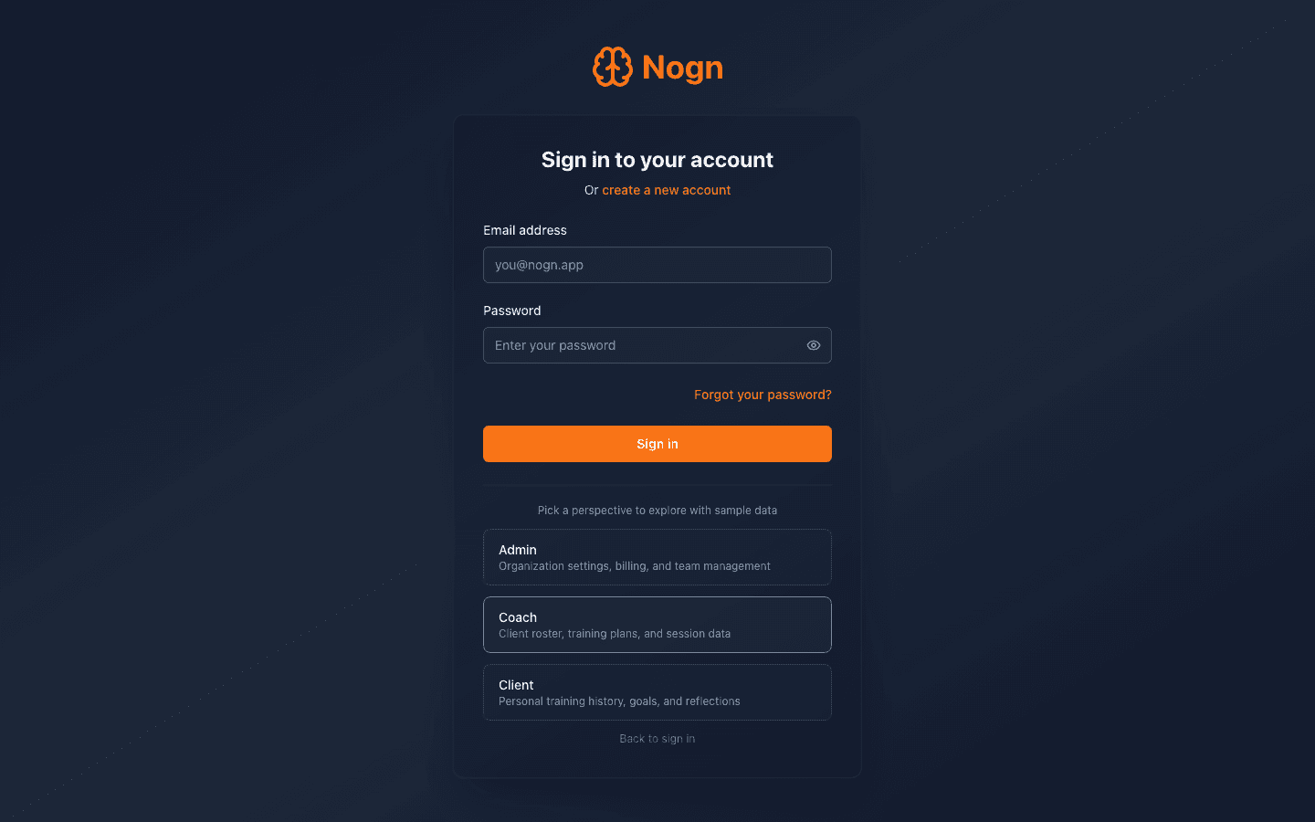 The nogn web app in a browser.